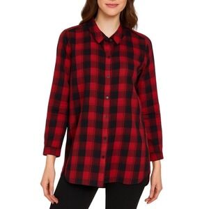 The‎ Limited Plaid Button Down Shirt Red Black Long Sleeve L Cowgirl Chic 61-17
